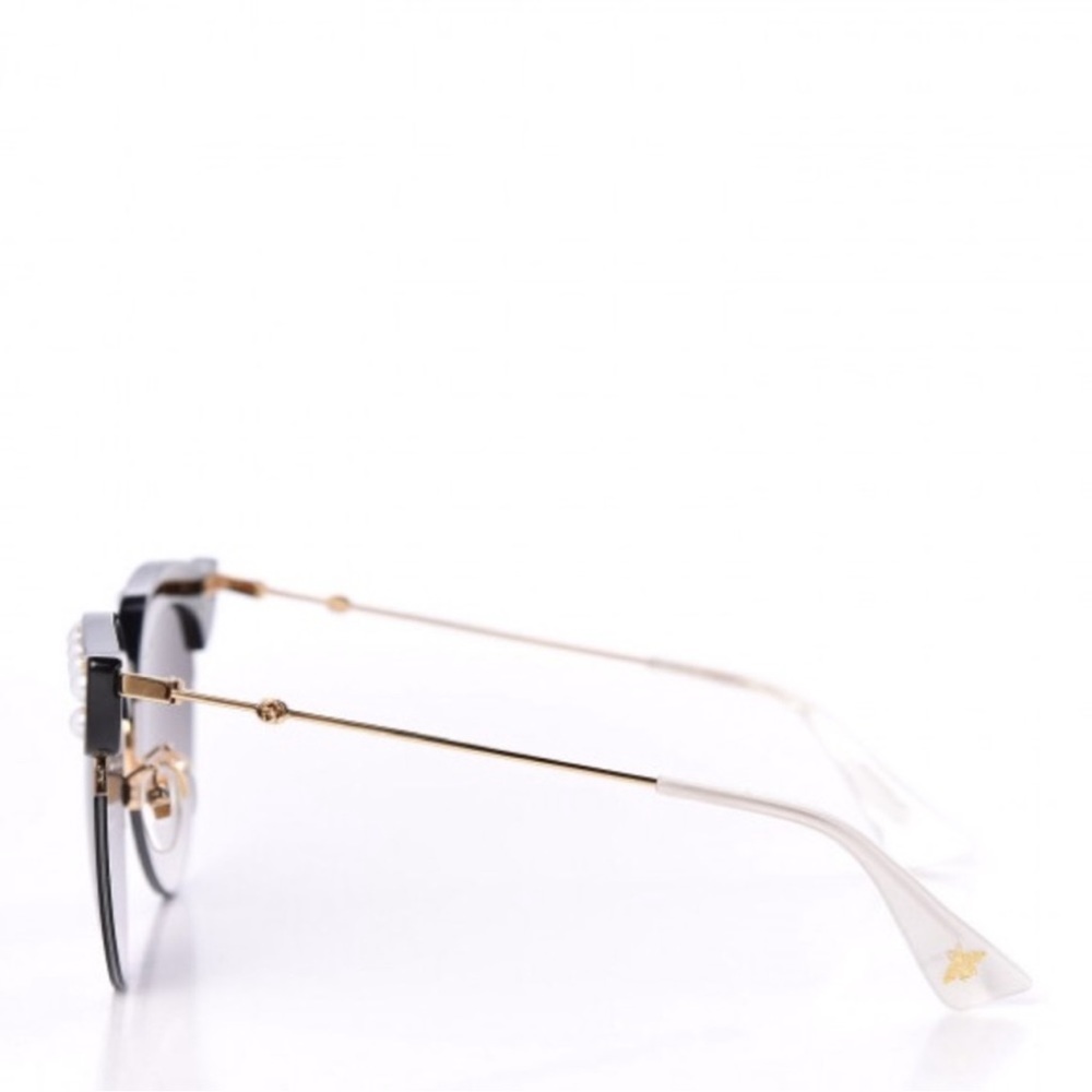 GUCCI Cat Eye Sunglasses Black Gold Pearl Women's - Picture 4 of 6